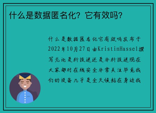 什么是数据匿名化?它有效吗?